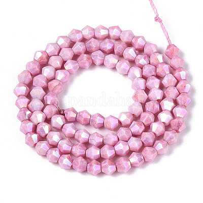 Антикоррозийные гальванические биконические стеклянные бусины EGLA-T021-4mm-16-04-1