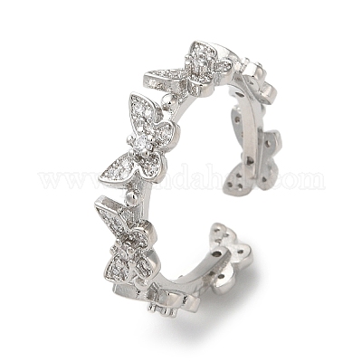 Открытые манжеты из латуни с фианитами RJEW-Z017-02P-1