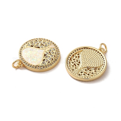 Латунь микропаве циркония с подвесками из синтетического опала KK-D096-10G-1