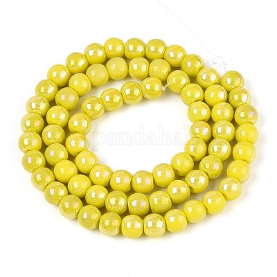 Гальванические непрозрачные стеклянные бусины GLAA-T032-P6mm-AB16-1