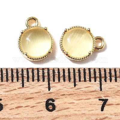 Плоские круглые латунные подвески KK-D024-03E-G-1