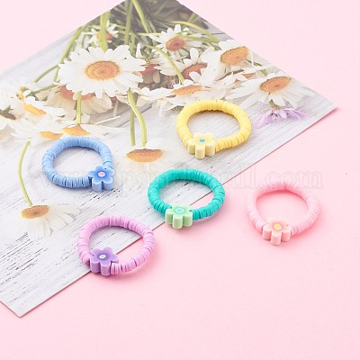 Стрейч-кольца из полимерной глины ручной работы RJEW-JR00345-1