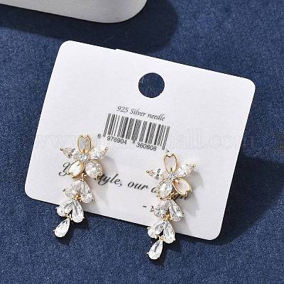 Серьги-гвоздики из циркония EJEW-D301-06G-03-1