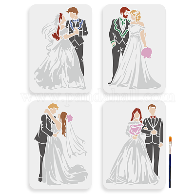 1 набор трафаретов для рисования на тему свадьбы и домашних животных&nbsp;DIY-MA0004-94-1