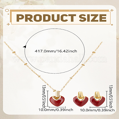 Комплекты из эмалевых серег-гвоздиков и ожерелий с подвесками в форме сердца&nbsp;SJEW-LP0001-44-1