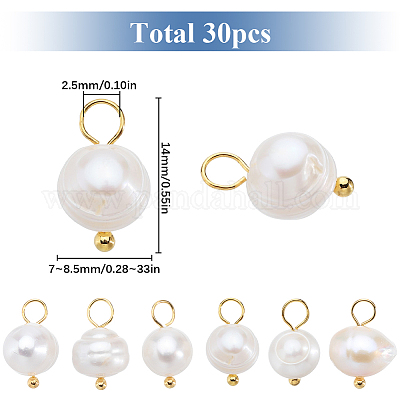 Подвески-картофелины из натурального пресноводного жемчуга с позолоченными петлями из нержавеющей стали 304 PALLOY-SC00004-1