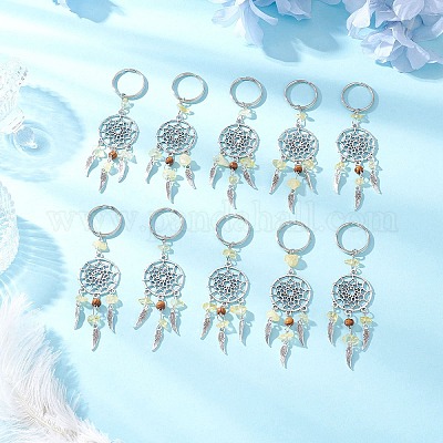 Брелки из натурального цитрина и деревянных бусин KEYC-JKC01279-1