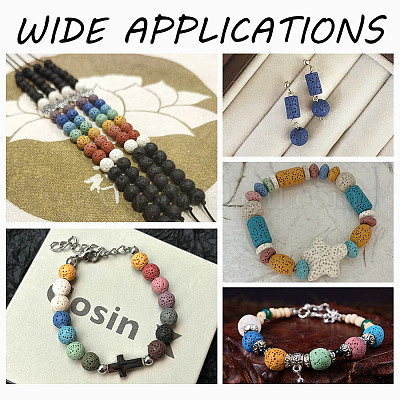 2 нити окрашенных круглых бусин из синтетической лавы G-NB0005-38-1