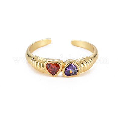 Латунные кольца-манжеты с микро-паве RJEW-S044-157-NF-1