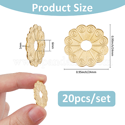 20 шт. латунные цветочные шайбы KK-FH0008-16G-1