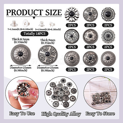 9 стиль заклепки из сплава декоративные BUTT-SW0001-05-1