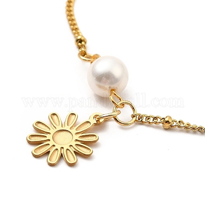 Браслет ccb с жемчужными звеньями AJEW-C021-04G-1