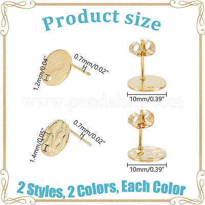 8 шт. 4 стиля плоские круглые серьги-гвоздики из нержавеющей стали 201 STAS-LP0001-18-1