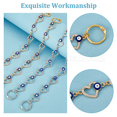 1 комплект эмалевых кристаллов из сплава со стразами в форме сердца и звеном для украшения обуви в виде сглаза FIND-NB0004-13-1