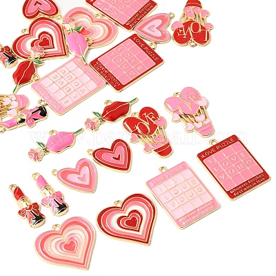 24 шт. 12 стиля ко Дню святого Валентина подвески из эмалевого сплава с покрытием ENAM-FS0002-56-1