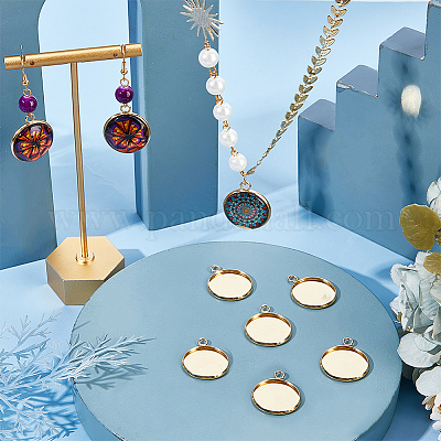 40 шт. подвеска-кабошон из нержавеющей стали 304 STAS-BBC0006-24B-G-1