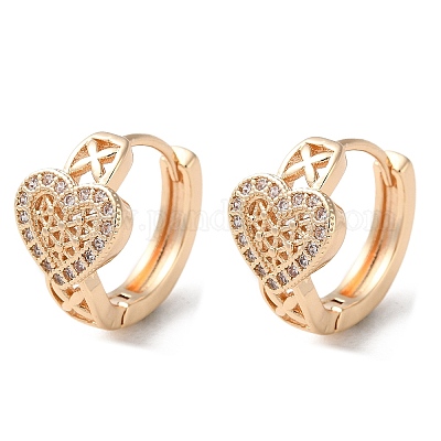 Серьги-кольца из латуни с микропаве из кубического циркония&nbsp;LS-EJEW-P238-16KCG-1