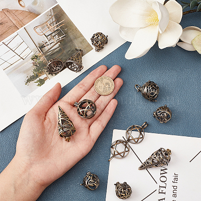 Wholesale SUNNYCLUE 10Pcs Brass Locket Charms Cage Pendants Chime Ball  Pendant Bulk Tree of Life Stone Holder Necklace Cage Locket Charms for  Jewelry Making Hollow Empty Hexagram Charm Keychain Supplies Craft 