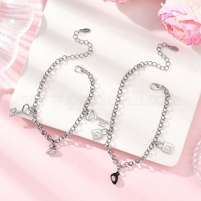 2шт. браслеты с подвесками из нержавеющей стали 304 BJEW-JB12823-1