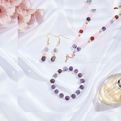 Матовое природный аметист круглый шарик нити G-AR0002-06-1