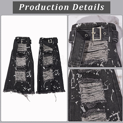 Джинсовая ткань рваные штанины рукава AJEW-WH20060-26-1