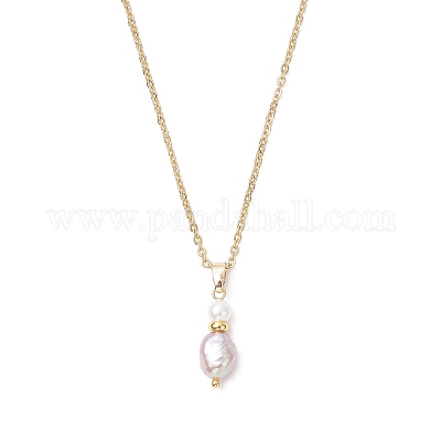 Ожерелье из натурального культивированного пресноводного жемчуга в форме картофеля с ракушечным жемчугом NJEW-JN05684-1