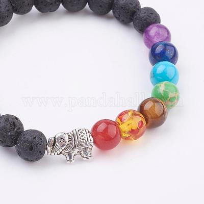 Эластичные браслеты из натурального вулканического камня BJEW-P180-A02-1