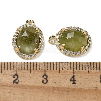 Подвески из натурального пренита ограненные овальные G-I375-02G-04-1