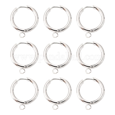 201 фурнитура для сережек-колец Huggie Hoop из нержавеющей стали STAS-P283-01F-S-1