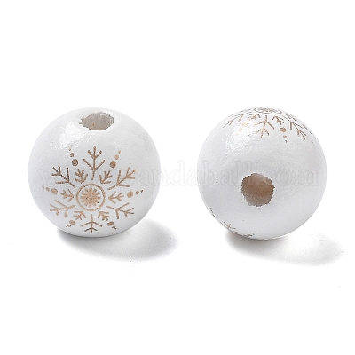 Рождественские печатные европейские бусины из дерева схима WOOD-G023-18B-1