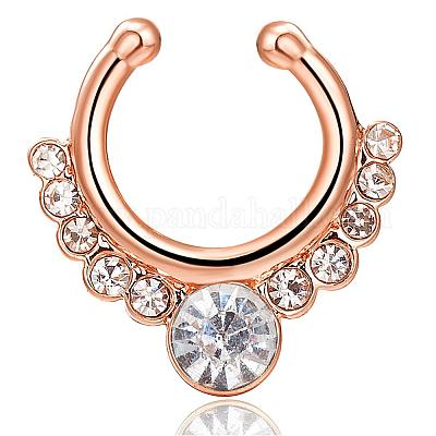 Индивидуальные латунные кубические циркониевые клипсы для носовой перегородки&nbsp;AJEW-EE0002-001G-01-1