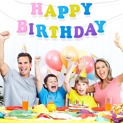 Нетканое полотно ткань с днем рождения слово гирлянды AJEW-WH0398-007-1