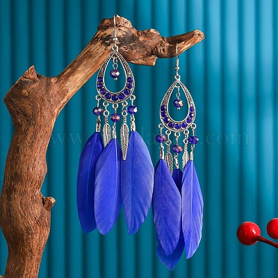 Серьги-капли из сплава со стразами FS-WGBDF6F-07-1