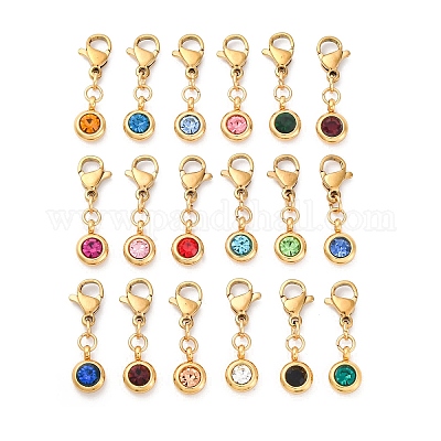 Подвески из нержавеющей стали 304 со стразами STAS-D301-24G-19-1