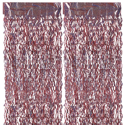 Шторы с бахромой из пластиковой фольги DIY-WH20011-33B-1