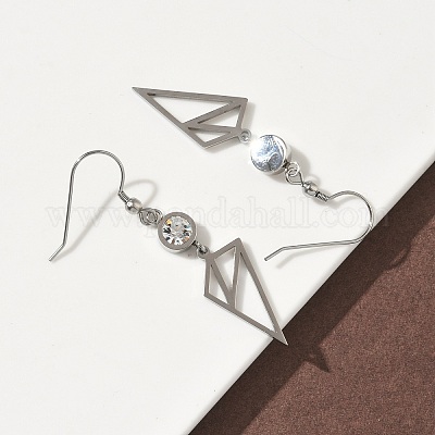 Серьги-подвески из нержавеющей стали 304 с треугольными подвесками EJEW-Z129-07P-1