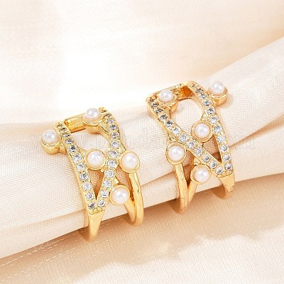 C-образные серьги-каффы из латуни с микропаве из прозрачных кубических цирконий EJEW-Z111-04G-04-1