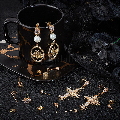 12 шт. 4 шт. фурнитура для сережек-гвоздиков в форме капли из латуни KK-BBC0011-75-1