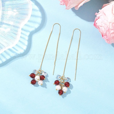 Нить для ушей из ракушек и жемчуга EJEW-JE06499-03-1