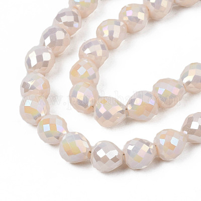 Гальванизировать непрозрачные сплошной цвет стеклянные бусы пряди EGLA-N002-26-B-1