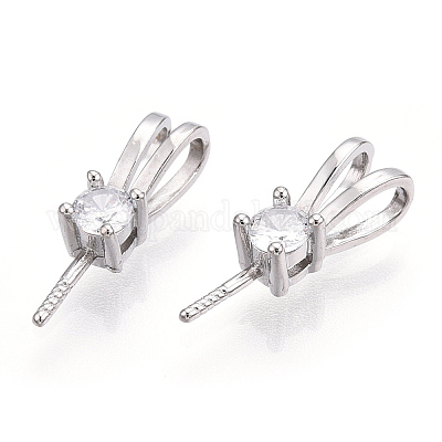 925 штырь из стерлингового серебра с родиевым покрытием и микропаве из кубического циркония STER-T004-27P-1