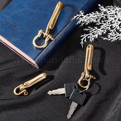 Wholesale PH PandaHall 1pcs U Shape Hook Keychain Solid Brass