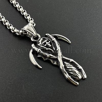 Винтажные ожерелья с подвеской в виде мрачного жнеца из нержавеющей стали 304 TQ6162-1