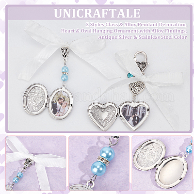 4 шт. 2 стиля подвесное украшение из стекла и сплава HJEW-UN00037-1