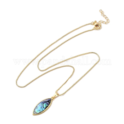 Ожерелье с подвесками из натуральной ракушки пауа NJEW-B104-01G-1