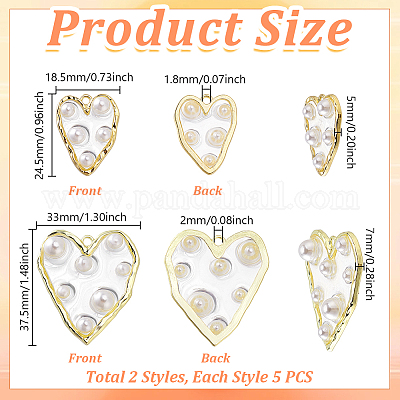 10 шт. 2 стиля подвески из сплава пластика с жемчугом FIND-GA0007-43-1