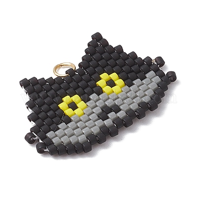 Подвески ручной работы из стеклянных бусин в форме головы кошки PALLOY-MZ00933-01-1