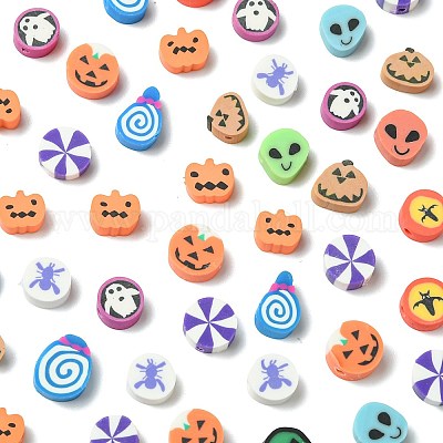 198 шт. 9 стиля бусины из полимерной глины ручной работы на тему Хэллоуина CLAY-FS0001-44-1