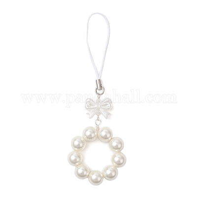 Подвеска с круглыми ракушками и бантом из искусственного жемчуга ABS HJEW-TA00363-1