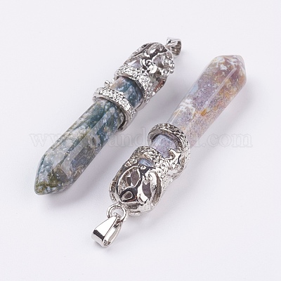 Натуральные индийские агаты большие остроконечные подвески G-G738-A-37-1